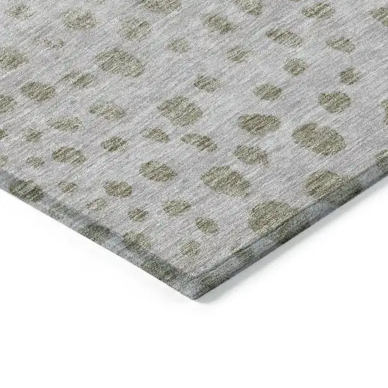8' Taupe Green And Ivory Round Abstract Washable Indoor Outdoor Area Rug Photo 4