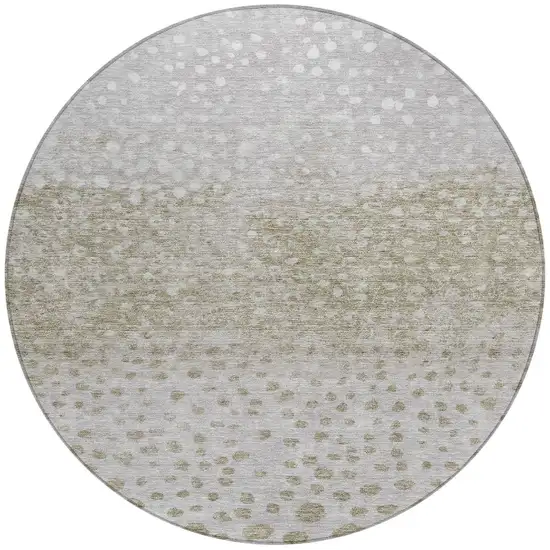 8' Taupe Green And Ivory Round Abstract Washable Indoor Outdoor Area Rug Photo 6