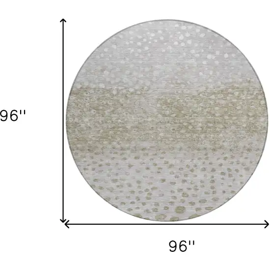 8' Taupe Green And Ivory Round Abstract Washable Indoor Outdoor Area Rug Photo 9