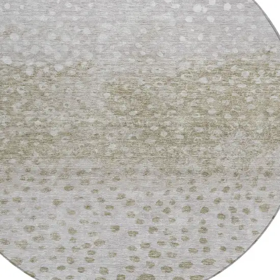 8' Taupe Green And Ivory Round Abstract Washable Indoor Outdoor Area Rug Photo 5