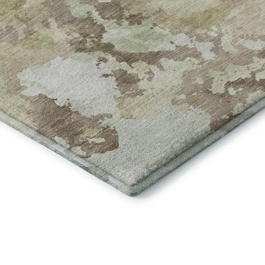 8' Taupe Ivory And Beige Abstract Washable Area Rug With UV Protection Photo 7