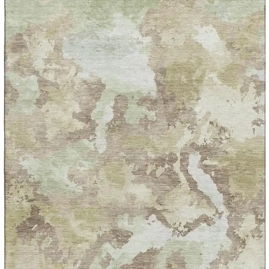 8' Taupe Ivory And Beige Abstract Washable Area Rug With UV Protection Photo 2