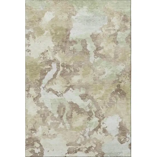 8' Taupe Ivory And Beige Abstract Washable Area Rug With UV Protection Photo 3