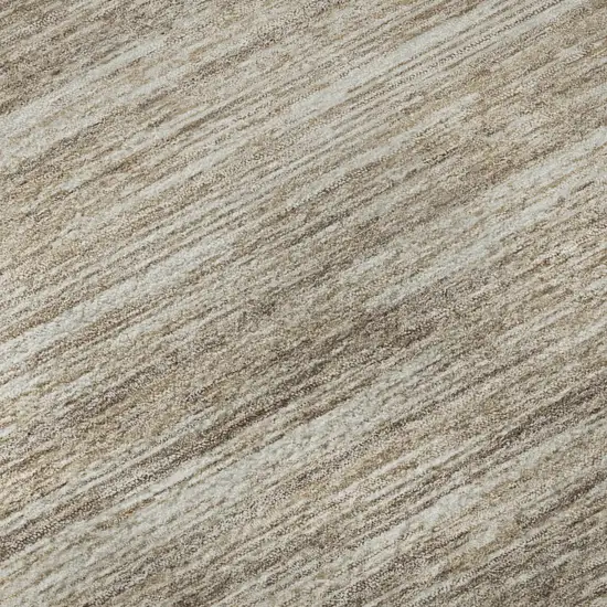 8' Taupe Ivory And Beige Striped Washable Round Rug With UV Protection Photo 9