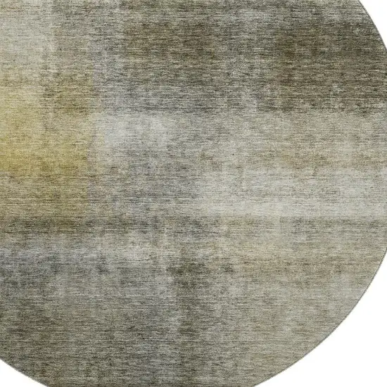 8' Taupe Ivory And Brown Abstract Washable Round Rug With UV Protection Photo 3