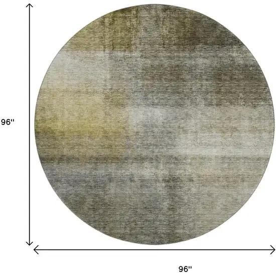 8' Taupe Ivory And Brown Abstract Washable Round Rug With UV Protection Photo 9