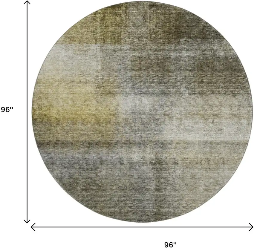 8' Taupe Ivory And Brown Abstract Washable Round Rug With UV Protection Photo 9