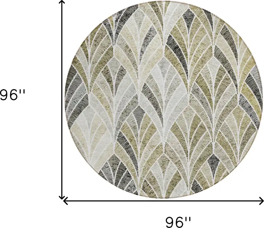 8' Taupe Ivory And Brown Round Geometric Washable Indoor Outdoor Area Rug Photo 3