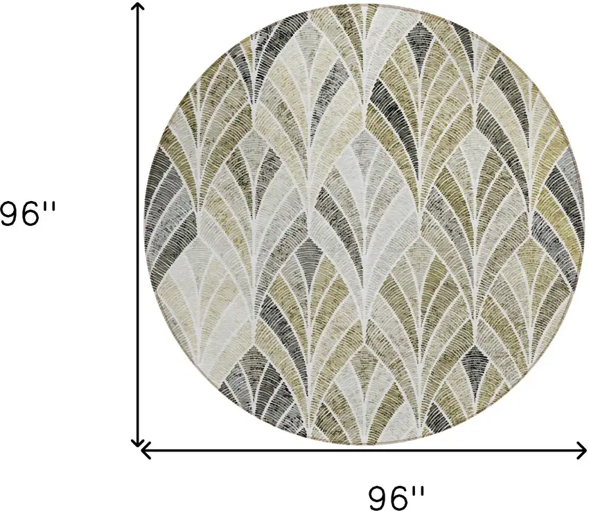 8' Taupe Ivory And Brown Round Geometric Washable Indoor Outdoor Area Rug Photo 3