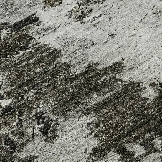 8' Taupe Ivory And Charcoal Abstract Washable Round Rug With UV Protection Photo 8