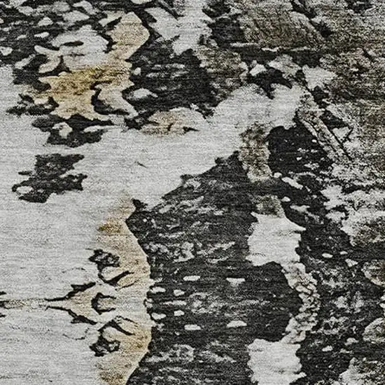 8' Taupe Ivory And Charcoal Abstract Washable Round Rug With UV Protection Photo 2