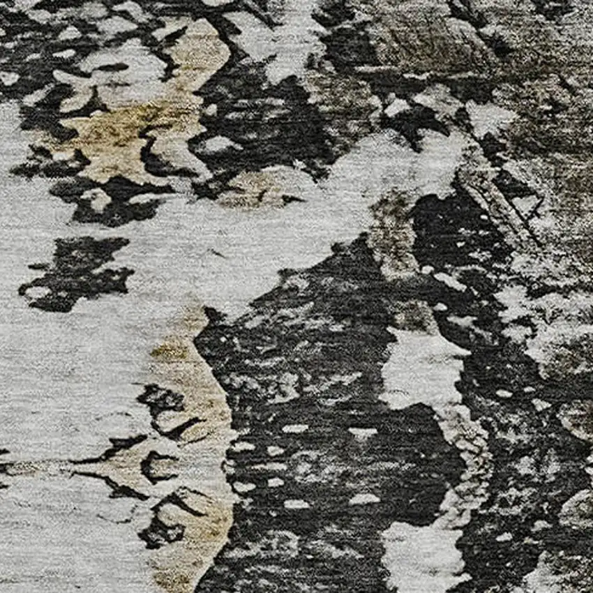 8' Taupe Ivory And Charcoal Abstract Washable Round Rug With UV Protection Photo 2