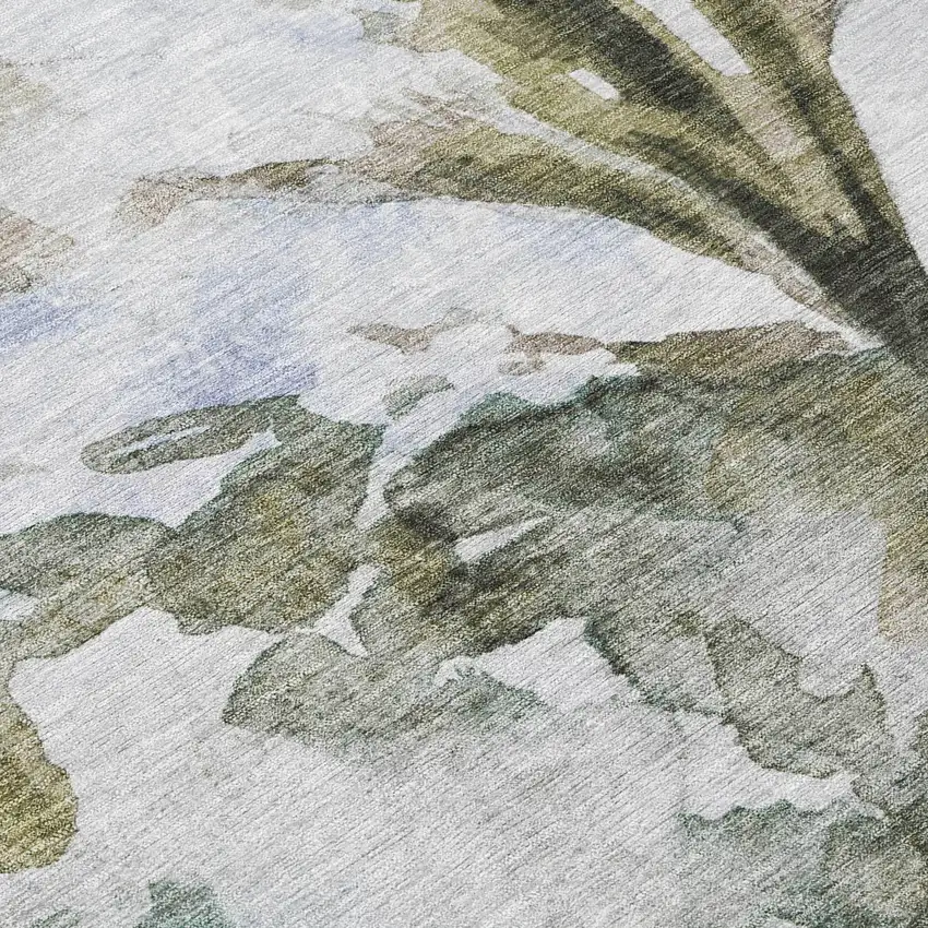 8' Taupe Ivory And Charcoal Round Owl Washable Indoor Outdoor Area Rug Photo 9