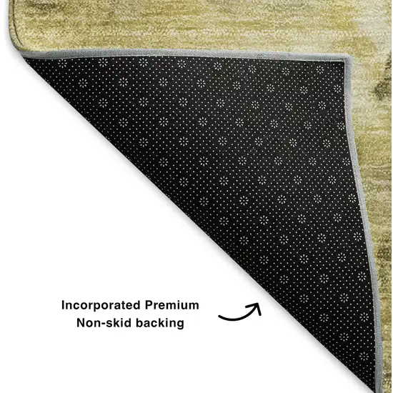 8' Taupe Ivory And Gold Abstract Washable Round Rug With UV Protection Photo 6