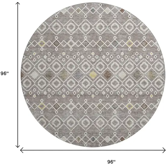 8' Taupe Ivory And Gold Southwestern Washable Round Rug With UV Protection Photo 9