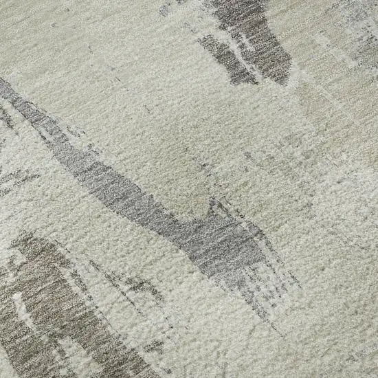 8' Taupe Ivory And Gray Abstract Washable Area Rug With UV Protection Photo 9