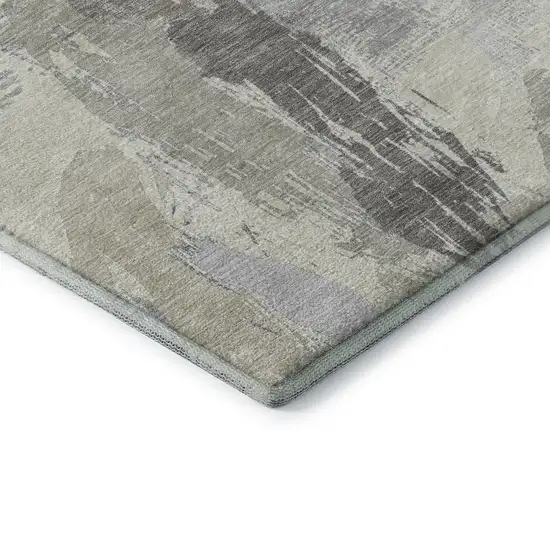 8' Taupe Ivory And Gray Abstract Washable Area Rug With UV Protection Photo 7