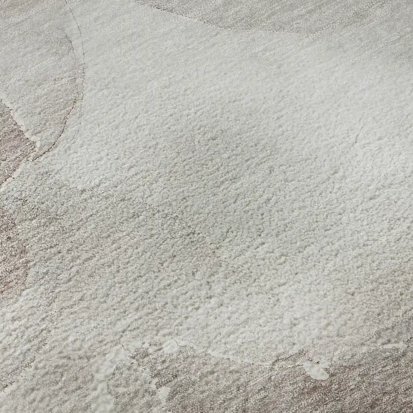 8' Taupe Ivory And Gray Abstract Washable Round Rug With UV Protection Photo 9