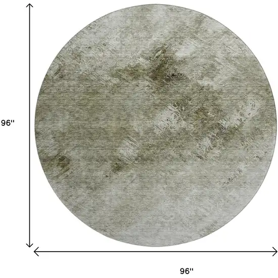8' Taupe Ivory And Gray Abstract Washable Round Rug With UV Protection Photo 3