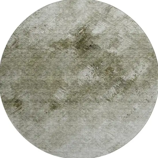 8' Taupe Ivory And Gray Abstract Washable Round Rug With UV Protection Photo 3