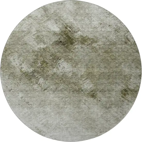 8' Taupe Ivory And Gray Abstract Washable Round Rug With UV Protection Photo 4