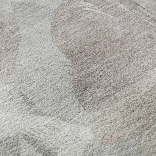 8' Taupe Ivory And Gray Floral Washable Area Rug With UV Protection Photo 9