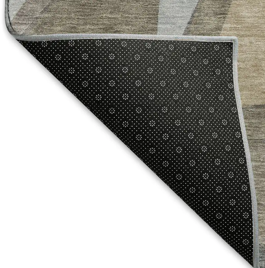8' Taupe Ivory And Gray Geometric Washable Area Rug With UV Protection Photo 6