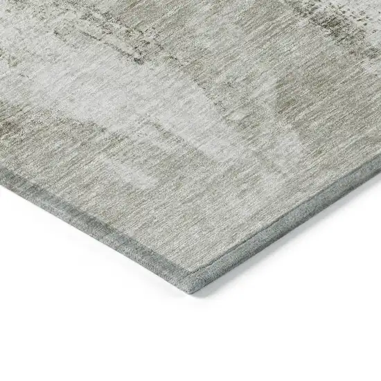 8' Taupe Ivory And Gray Round Abstract Washable Indoor Outdoor Area Rug Photo 4