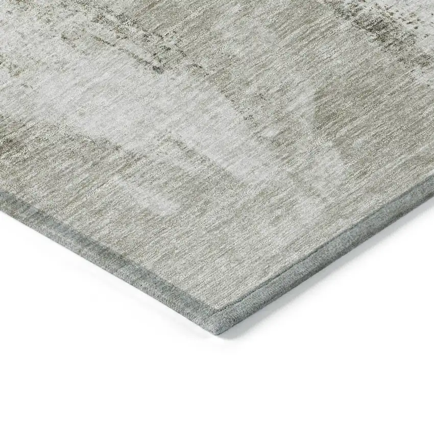 8' Taupe Ivory And Gray Round Abstract Washable Indoor Outdoor Area Rug Photo 4