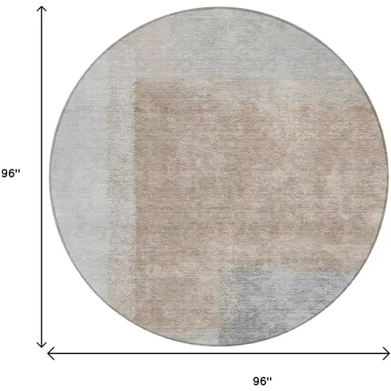 8' Taupe Ivory And Gray Round Abstract Washable Indoor Outdoor Area Rug Photo 3