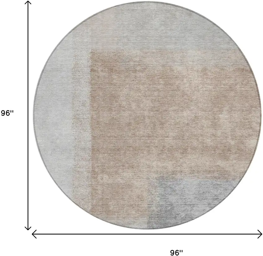 8' Taupe Ivory And Gray Round Abstract Washable Indoor Outdoor Area Rug Photo 3