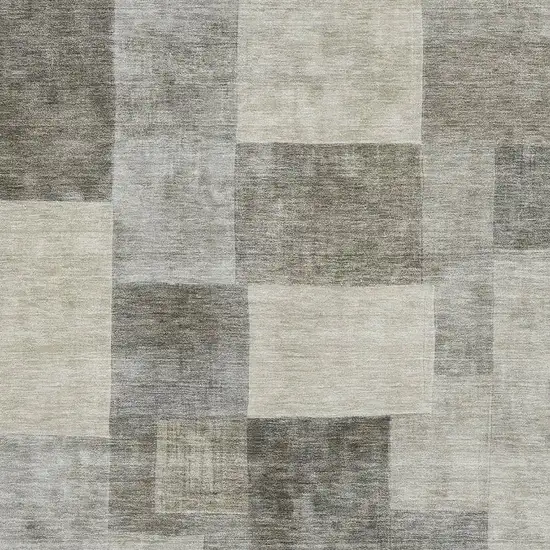 8' Taupe Ivory And Khaki Geometric Washable Area Rug With UV Protection Photo 2