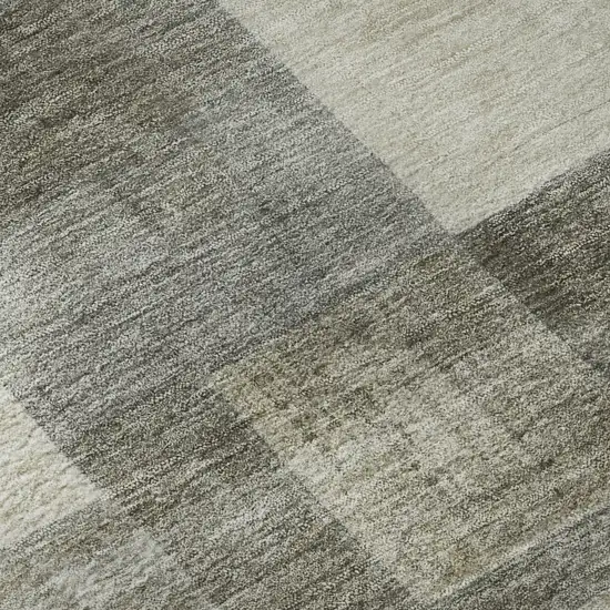 8' Taupe Ivory And Khaki Geometric Washable Area Rug With UV Protection Photo 9