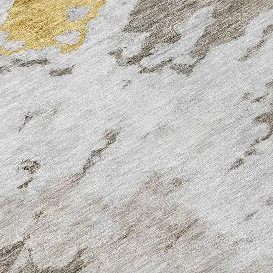 8' Taupe Khaki And Ivory Round Abstract Washable Indoor Outdoor Area Rug Photo 7