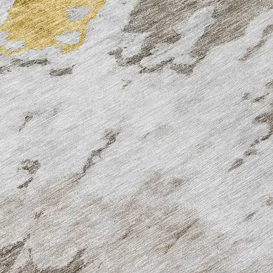 8' Taupe Khaki And Ivory Round Abstract Washable Indoor Outdoor Area Rug Photo 7