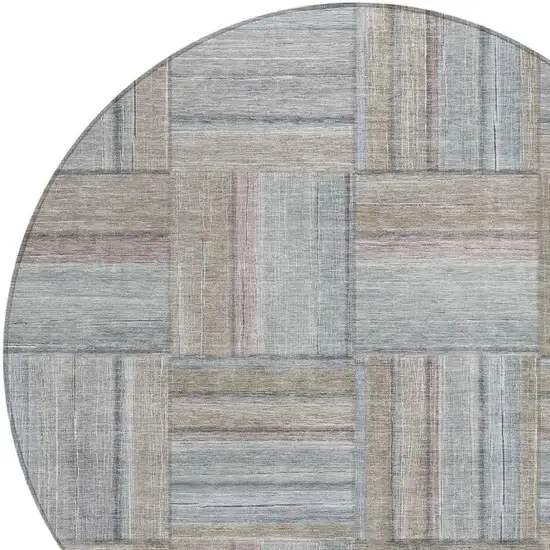8' Taupe Lavender And Gray Round Geometric Washable Indoor Outdoor Area Rug Photo 7