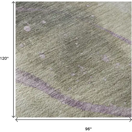 8' Taupe Lavender And Ivory Abstract Washable Area Rug With UV Protection Photo 9