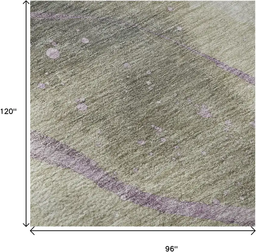 8' Taupe Lavender And Ivory Abstract Washable Area Rug With UV Protection Photo 9