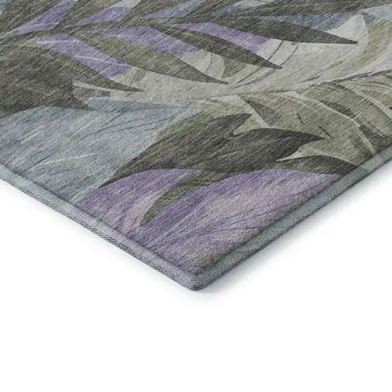 8' Taupe Lavender And Olive Green Floral Washable Area Rug With UV Protection Photo 7