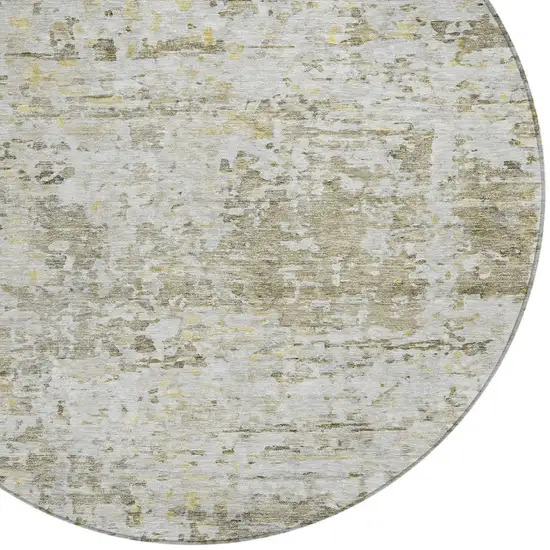 8' Taupe Light Yellow And Ivory Round Abstract Washable Indoor Outdoor Area Rug Photo 5