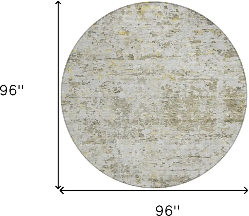 8' Taupe Light Yellow And Ivory Round Abstract Washable Indoor Outdoor Area Rug Photo 9