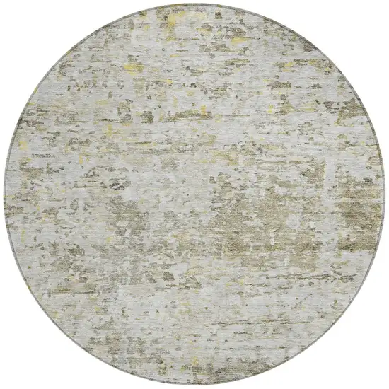 8' Taupe Light Yellow And Ivory Round Abstract Washable Indoor Outdoor Area Rug Photo 6