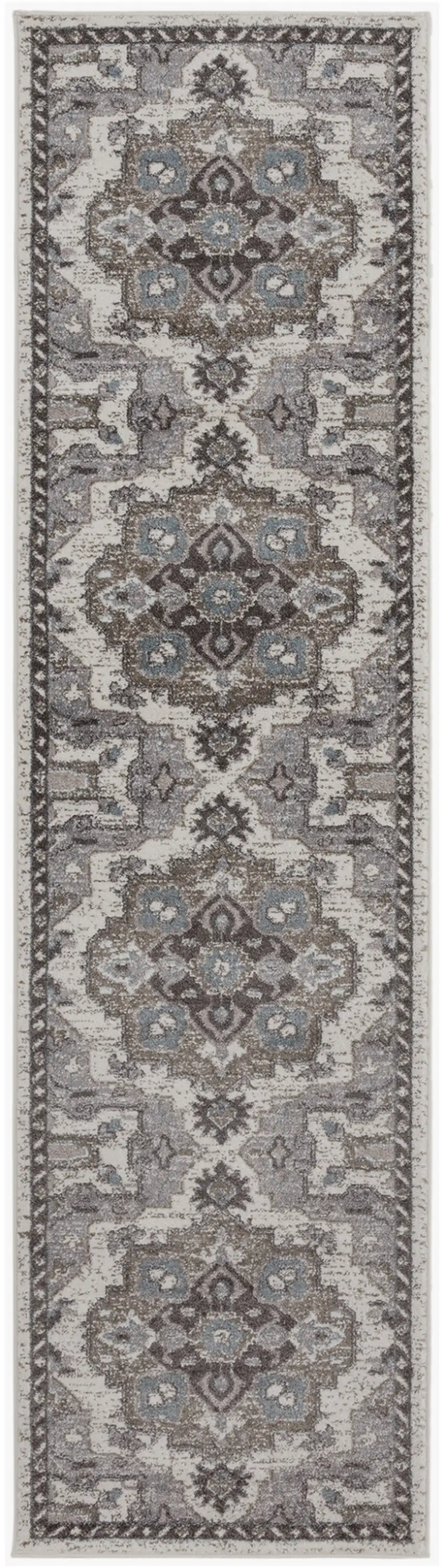 10' Taupe Medallion Power Loom Runner Rug Photo 1
