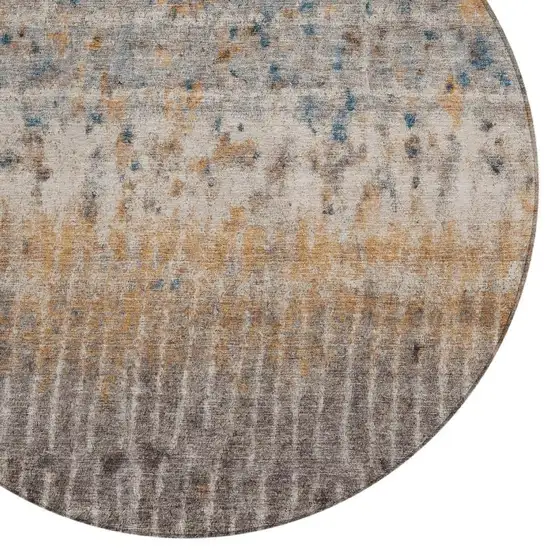 8' Taupe Merlot And Copper Round Abstract Washable Indoor Outdoor Area Rug Photo 2