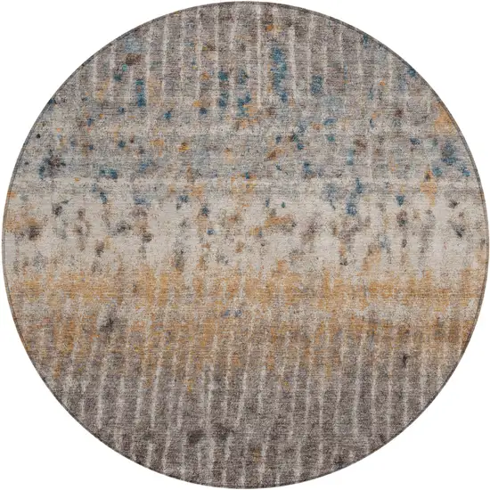 8' Taupe Merlot And Copper Round Abstract Washable Indoor Outdoor Area Rug Photo 1