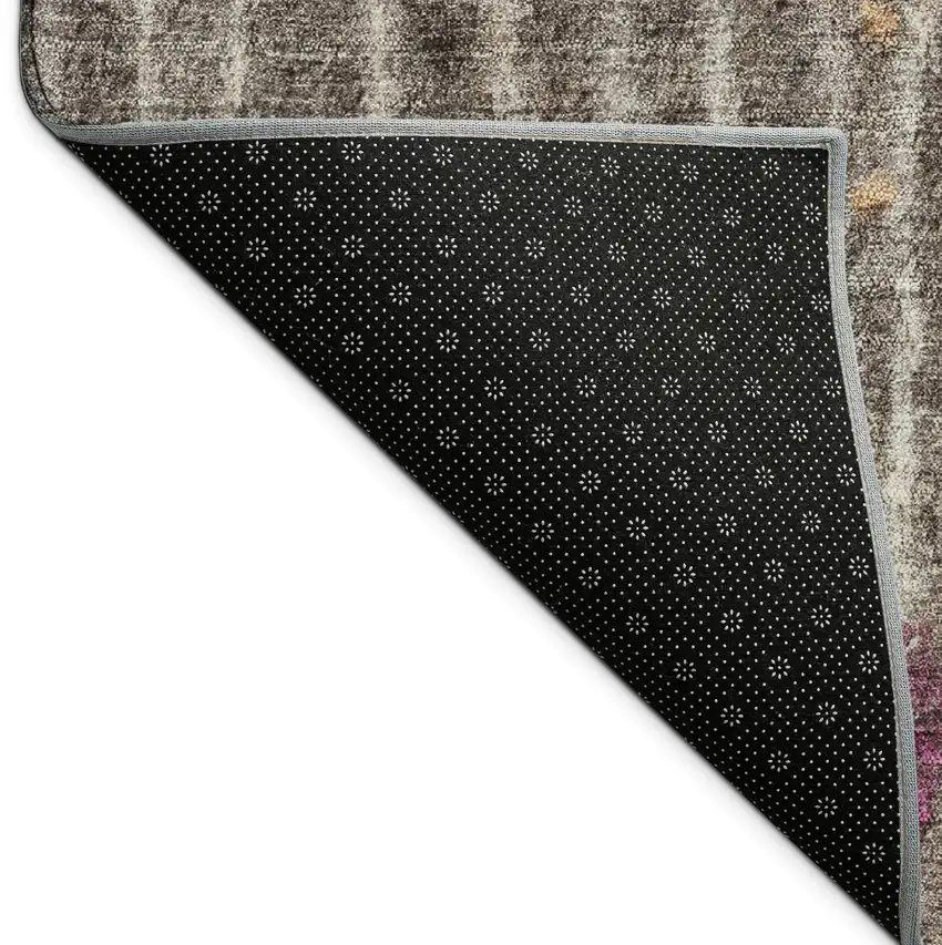 8' Taupe Merlot And Copper Round Abstract Washable Indoor Outdoor Area Rug Photo 7