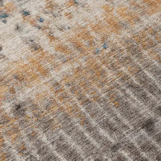 8' Taupe Merlot And Copper Round Abstract Washable Indoor Outdoor Area Rug Photo 9