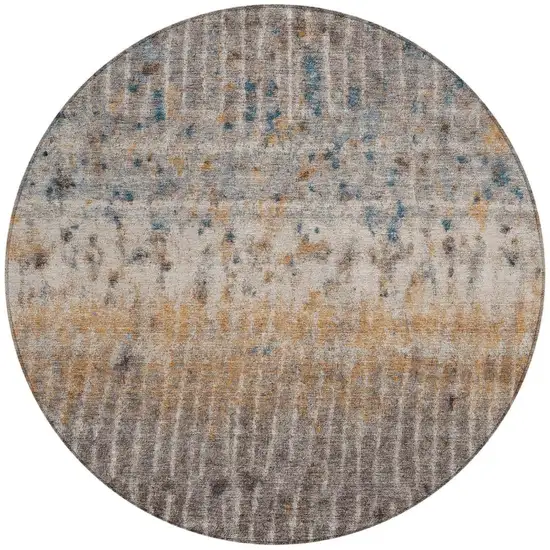 8' Taupe Merlot And Copper Round Abstract Washable Indoor Outdoor Area Rug Photo 3