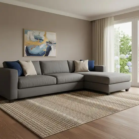 8' Taupe Rust And Brown Striped Washable Area Rug With UV Protection Photo 2