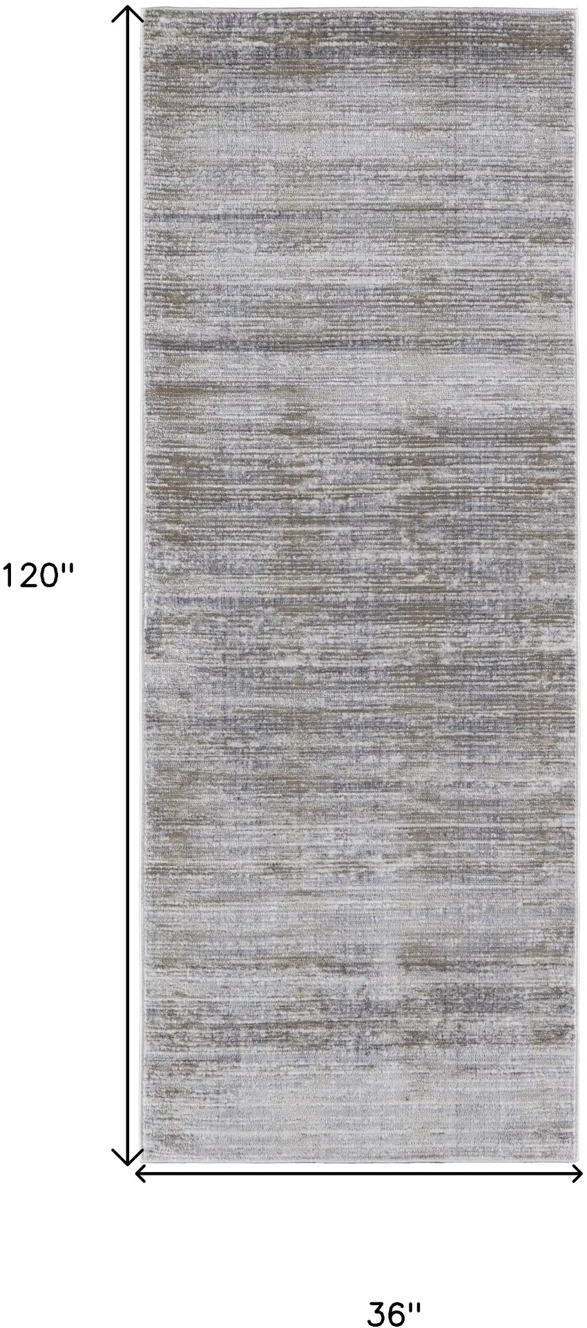 10' Taupe Silver And Tan Abstract Power Loom Runner Rug Photo 6
